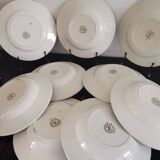 10 deep plates Moulin Des Loups Hamage green border