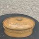 Old terrine in glazed stoneware and floral decoration mustard yellow slip