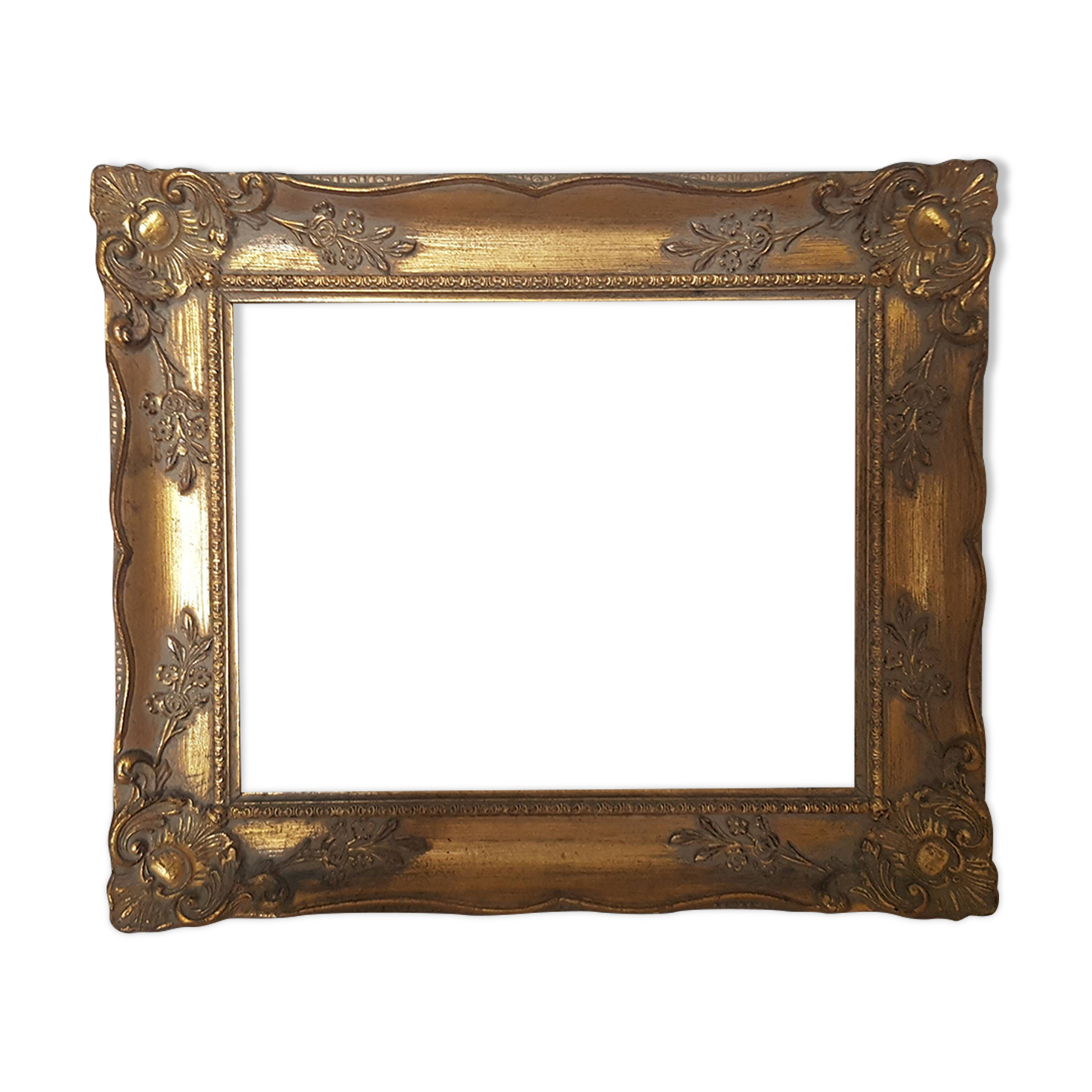 Cadre doré bois résine feuillure : 24.5 cm x 30.5 cm