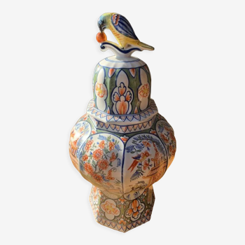 Potiche faience de desvres bird