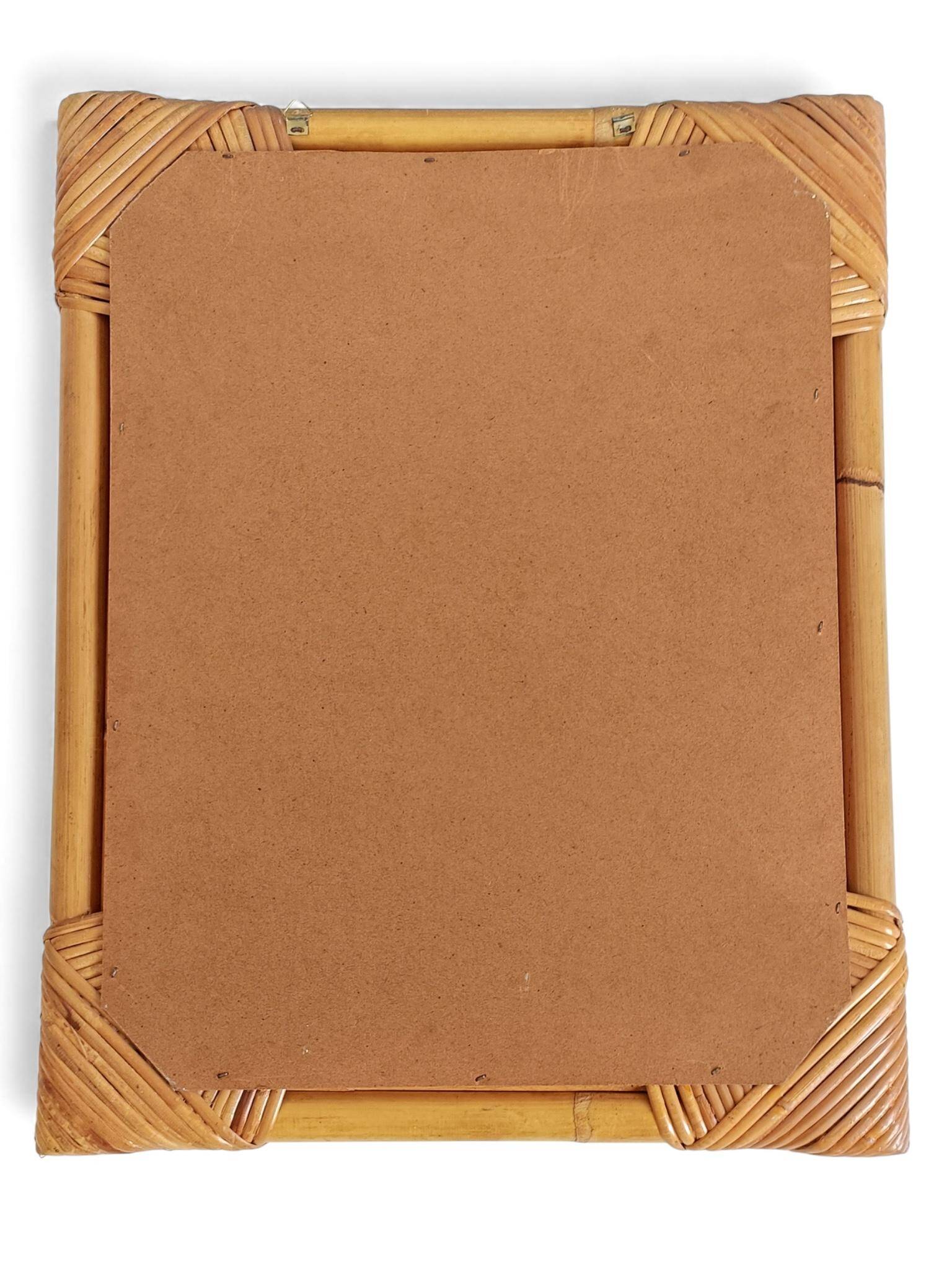1960s Mid-Century Bamboo & Rattan Mirror in French Riviera Style