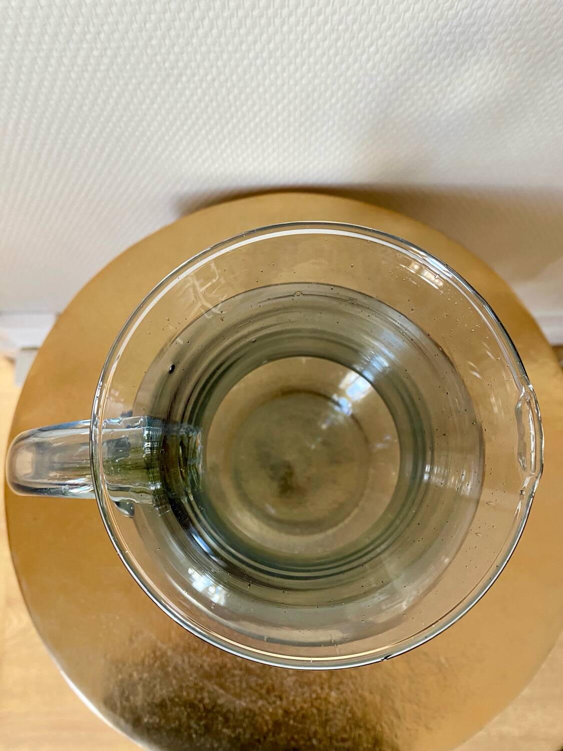 Biot style blue blown glass water pitcher