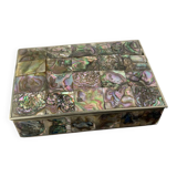 Abalone shell vanity box, Alpaca Mexico, 1970s