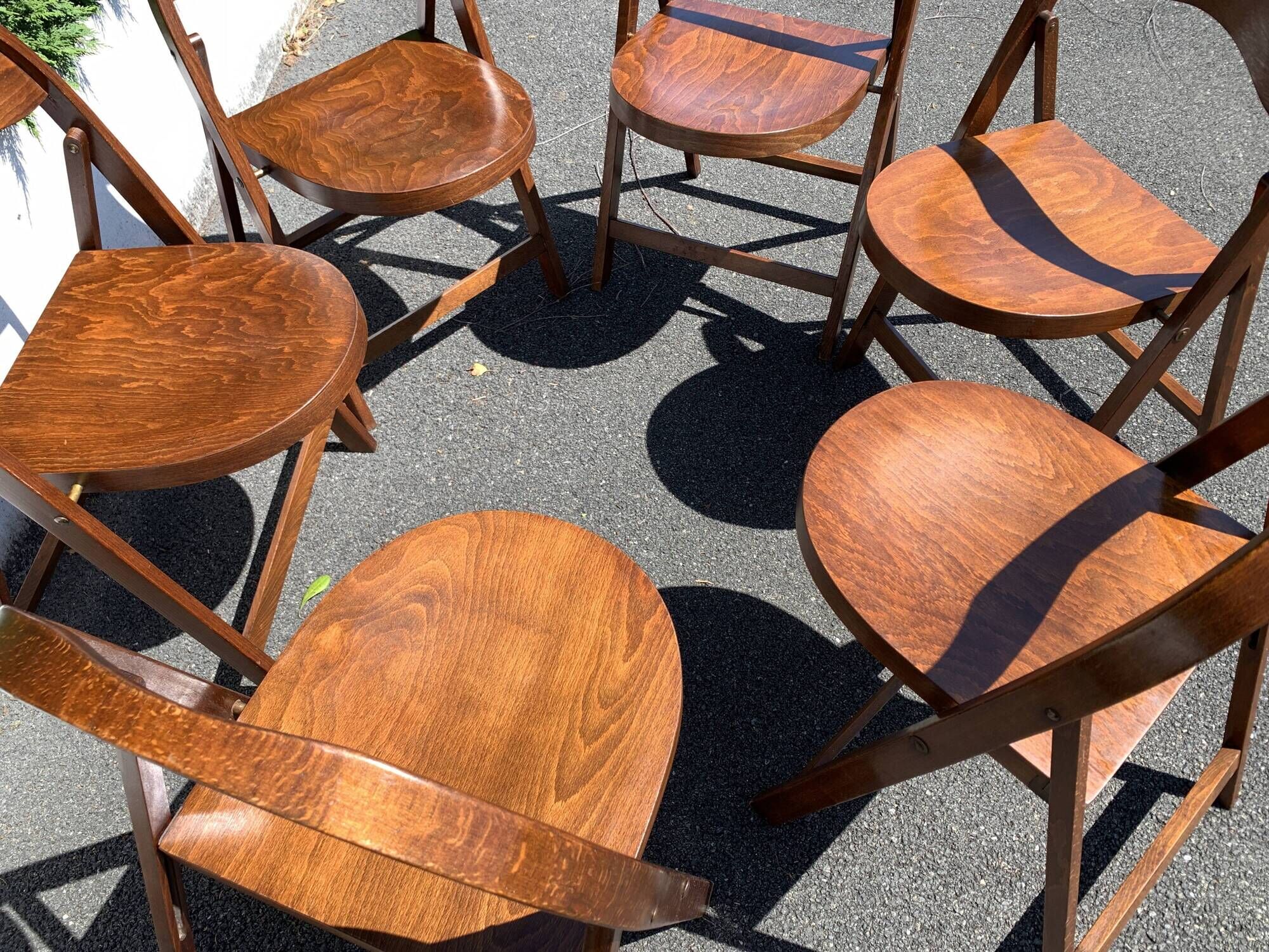 6 wooden folding chairs Stol Kamnik Yugoslavia design Zascitni Zhak