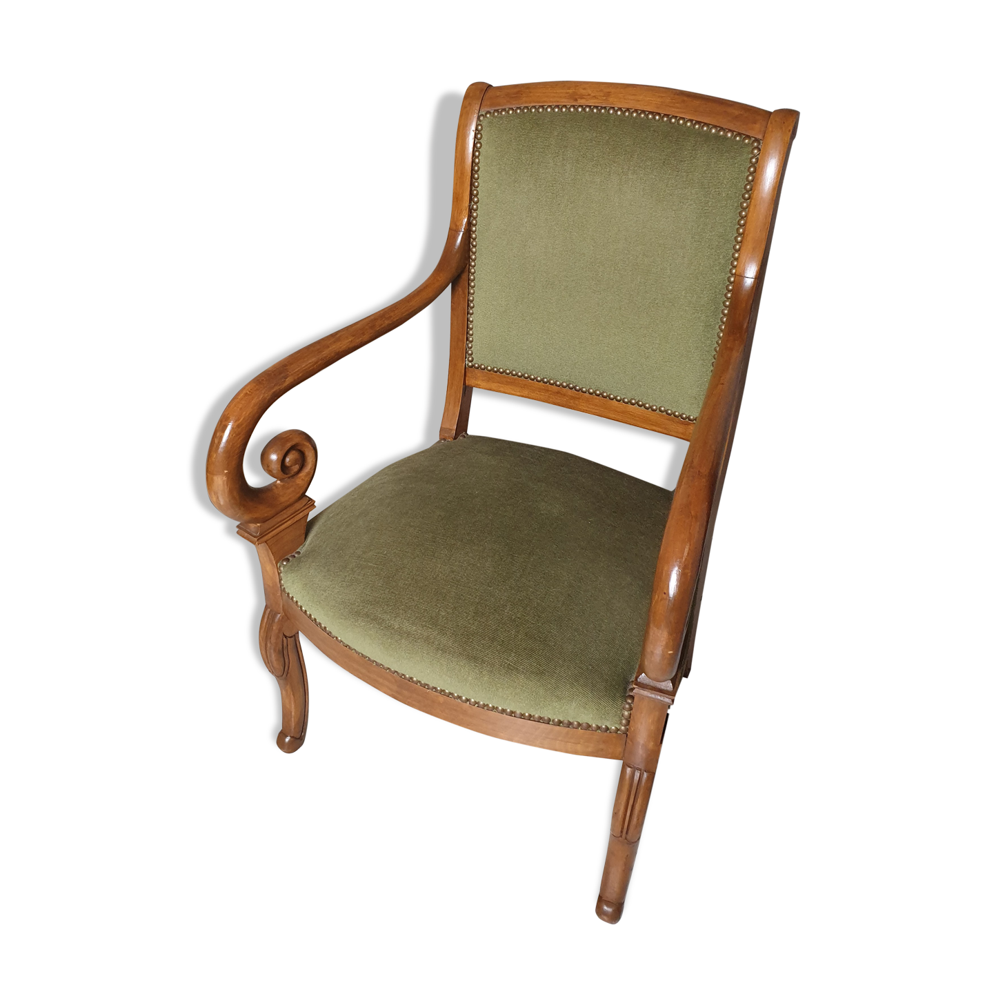 Fauteuil anglais velours vert