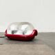 Red Walnut Floor Lamp Model by Achille Castiglioni for Flos, 1970s Mid-Century Modern Italy