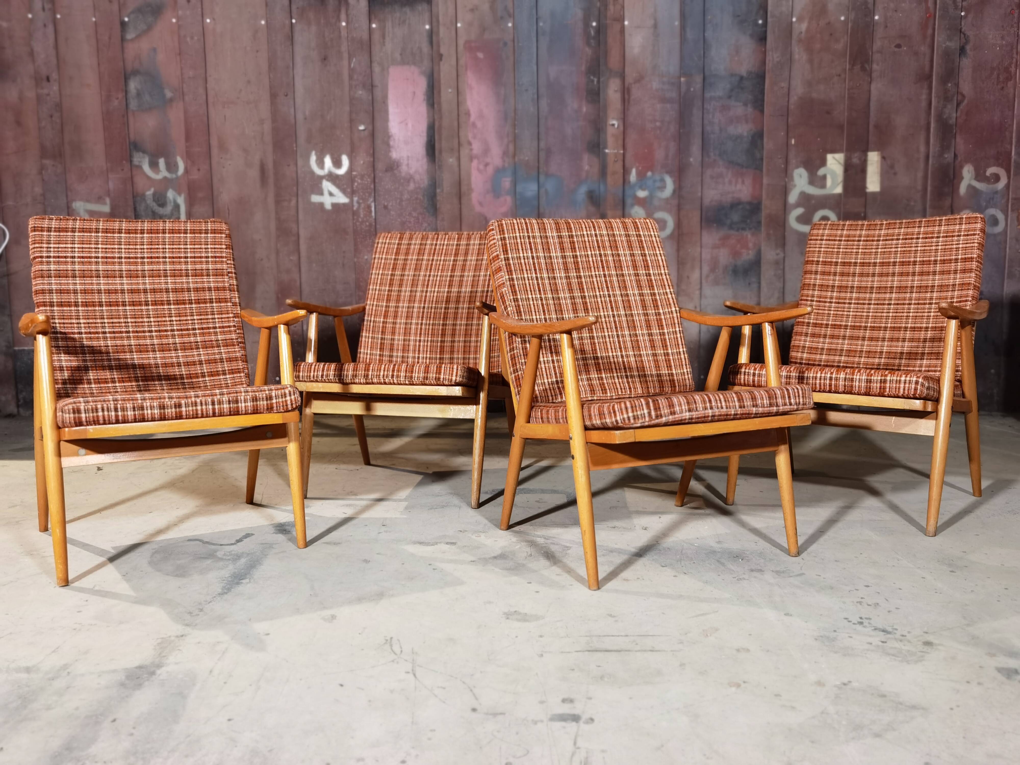 Lot of 4 chairs Thonet Boomerang