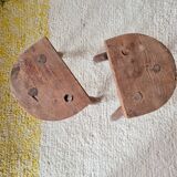 Pair of vintage brutalist tripod stools - folk art