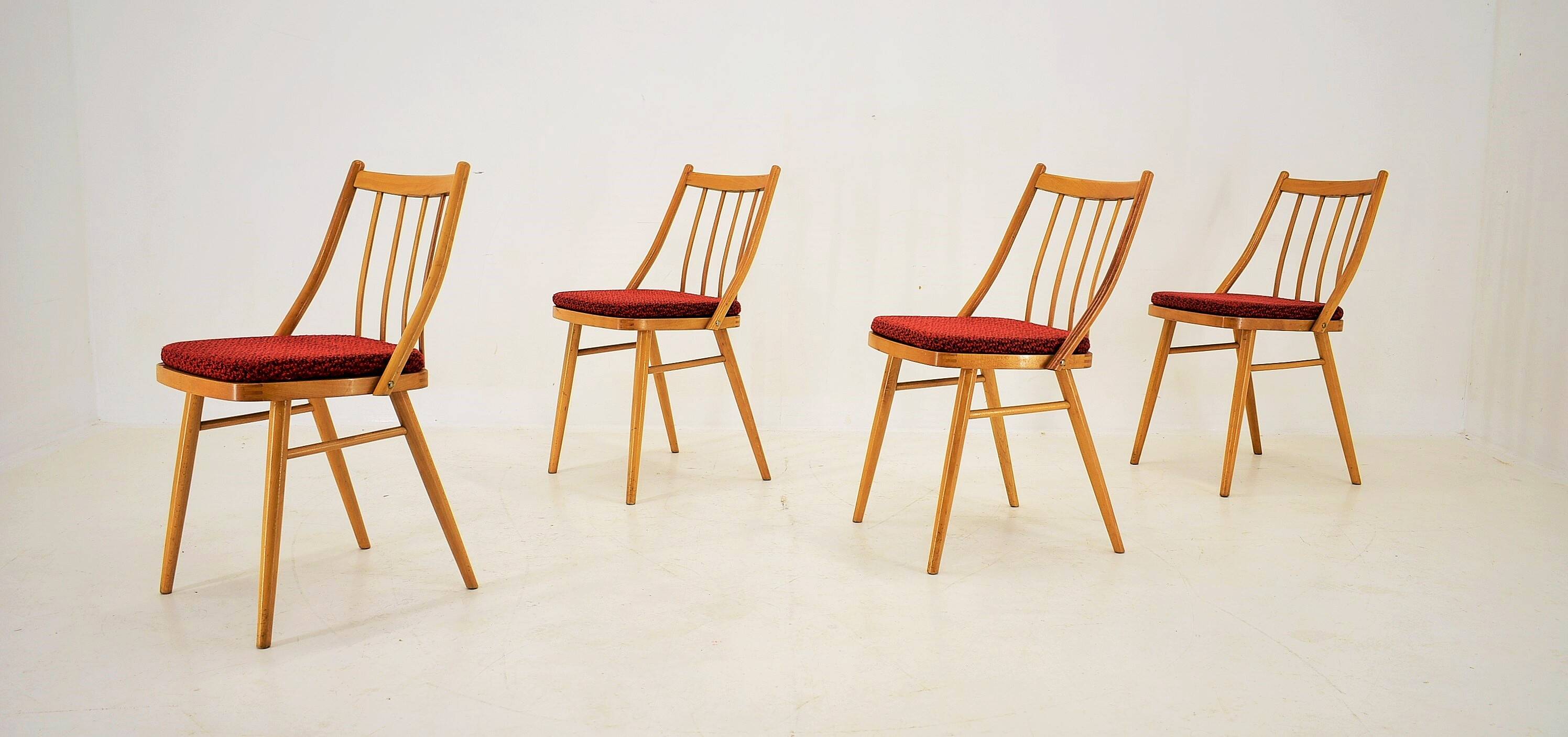 1960s Antonin Suman Beech Dining Chairs, Set of 4