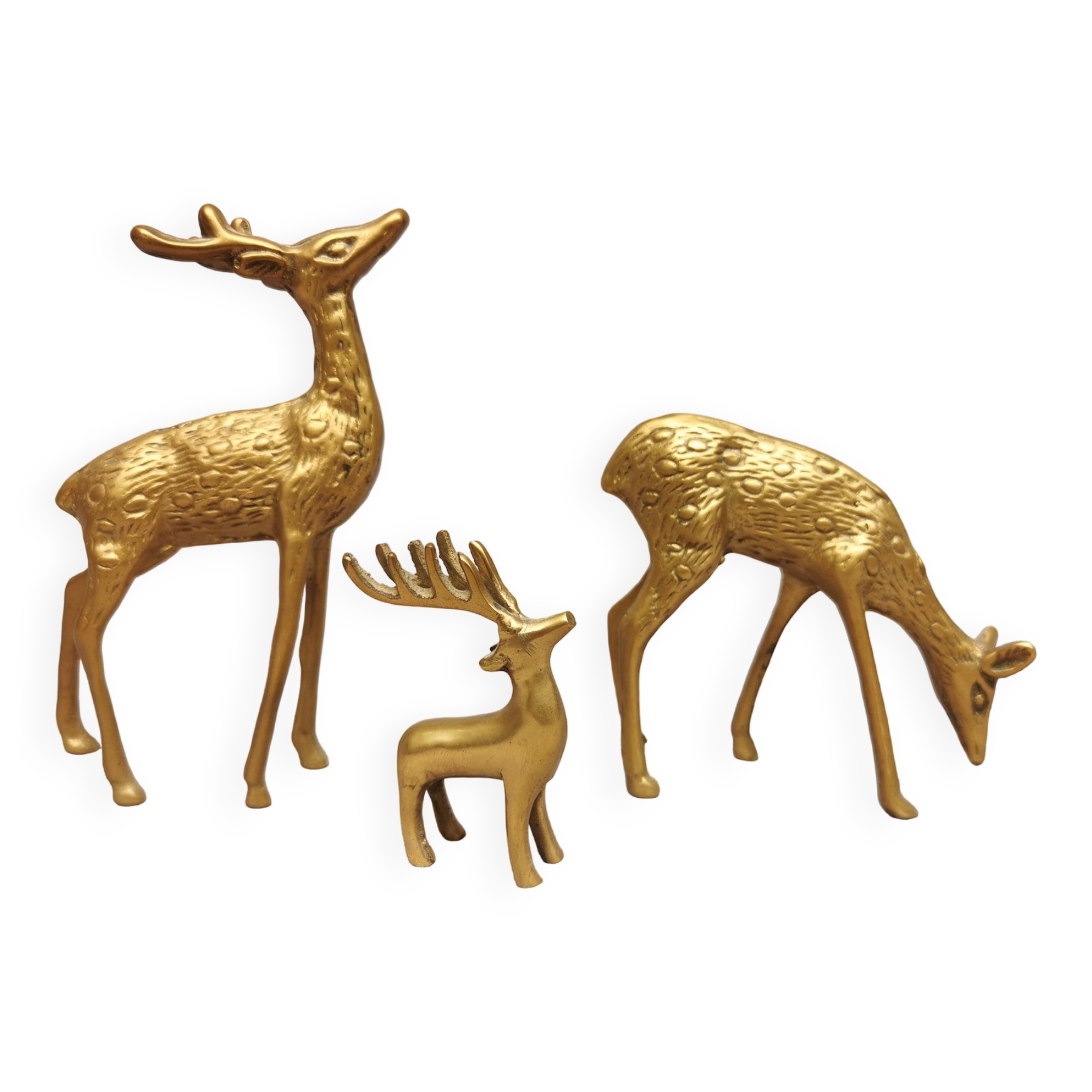 3 vintage animals deco / Brass Deer
