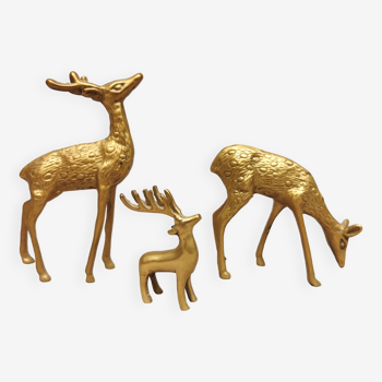 3 vintage animals deco / Brass Deer
