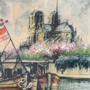 Original etching – View of Paris and Notre-Dame