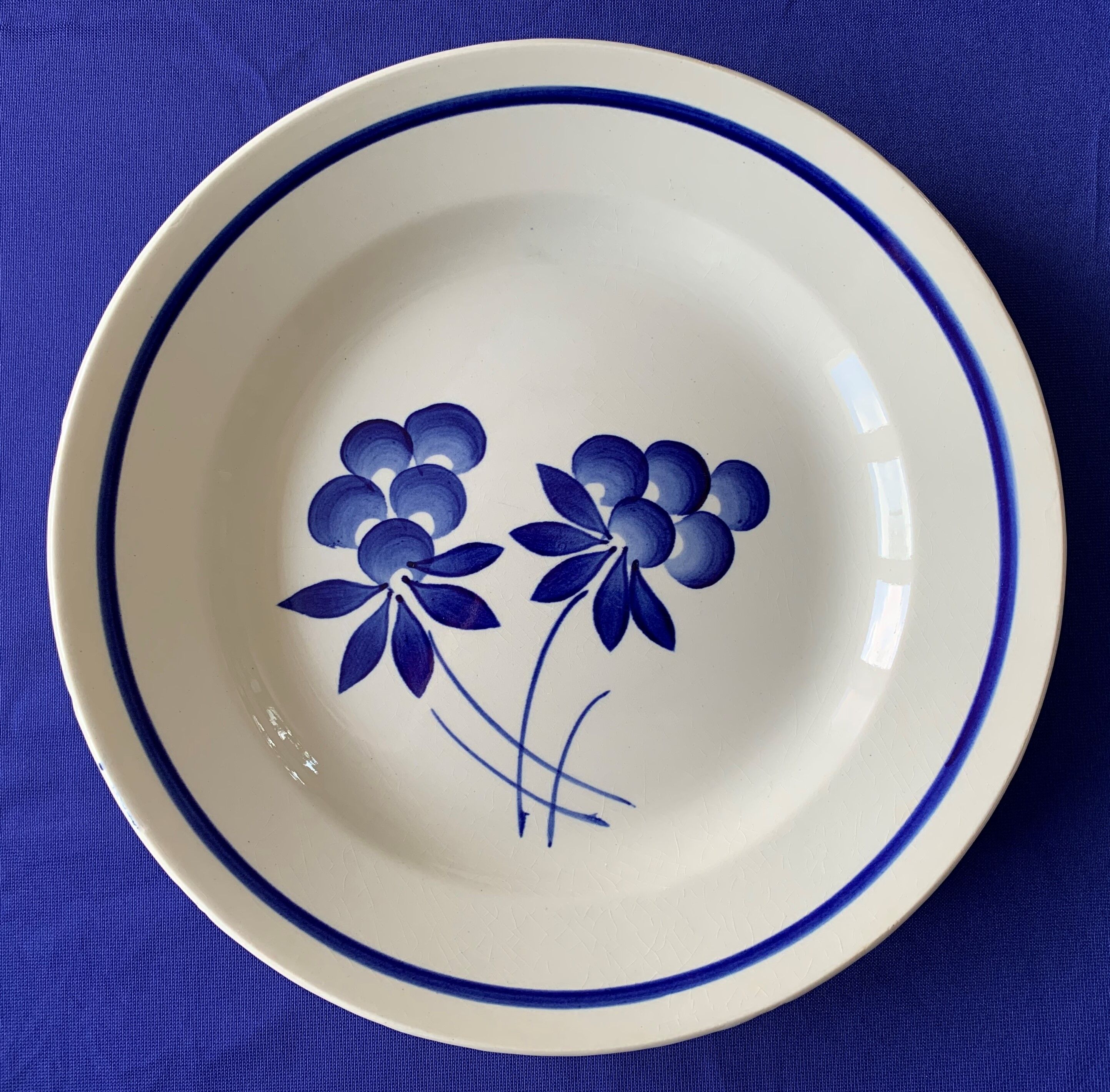 7 flat antique plates in Gien earthenware