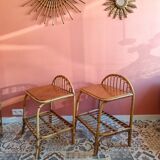 Vintage rattan bedside tables