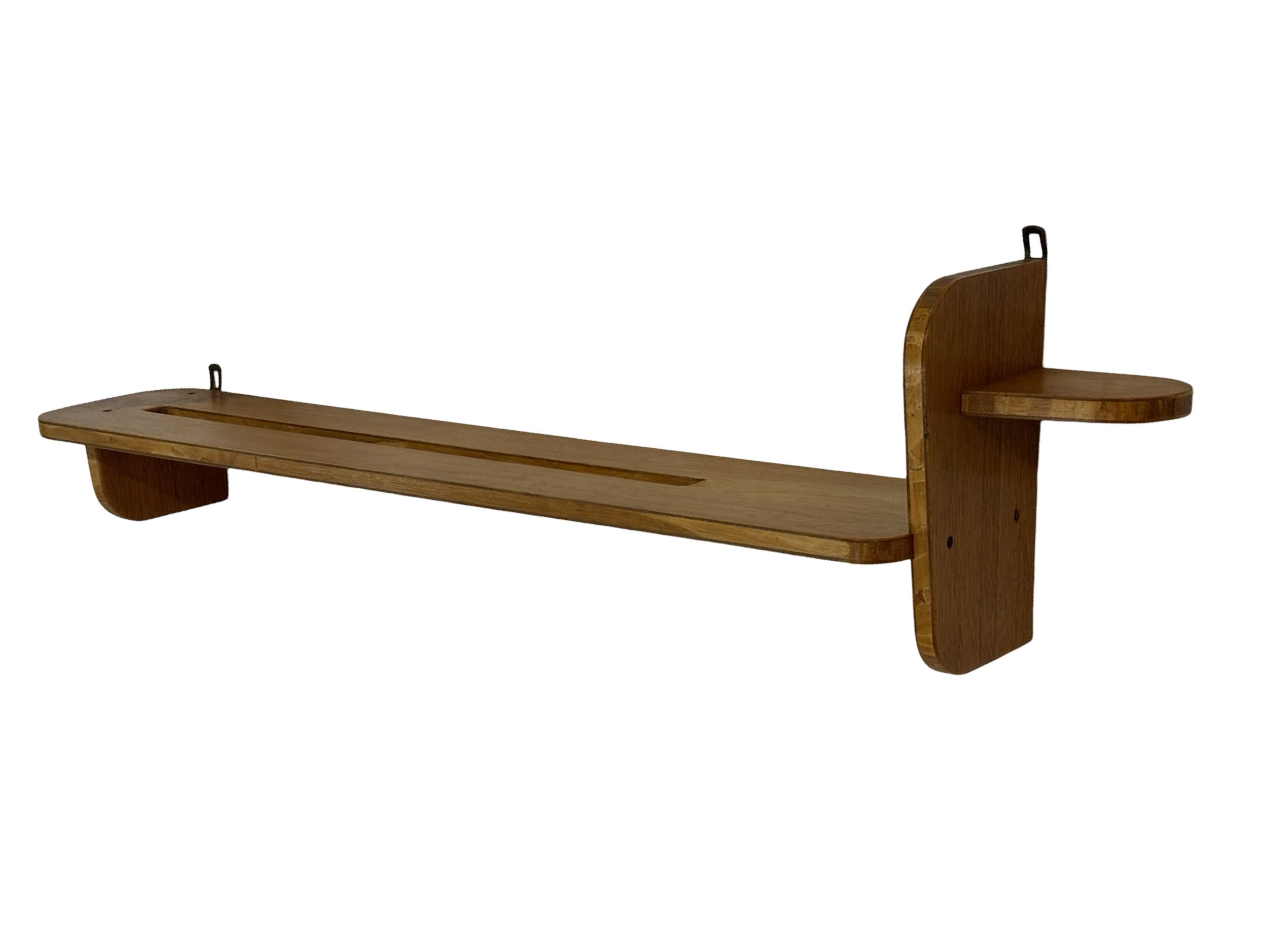 Vintage wooden wall shelve rack bookshelf in wood minimalist