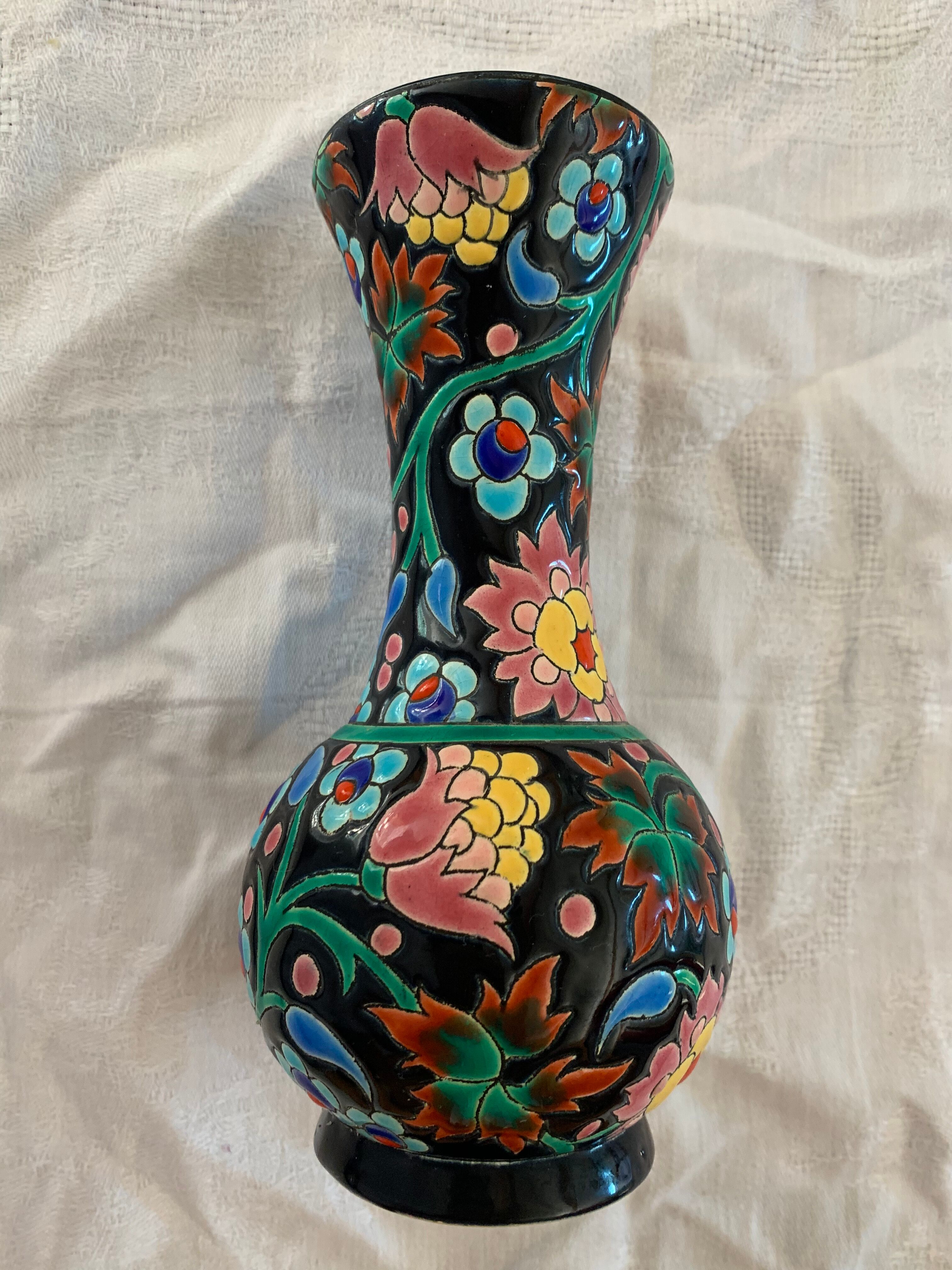 Enamel vase of Longwy