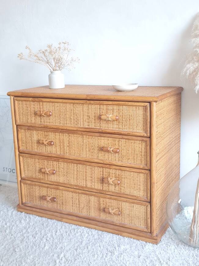 Rattan chest of drawers circa 1960s