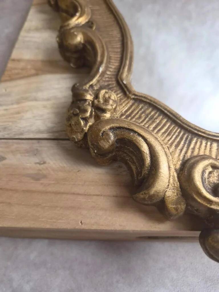 Antique gilded stucco mirror – Louis XV rococo style – 42 cm