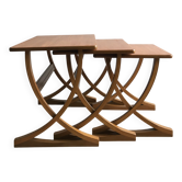 Set of 3 nesting tables from Nathan editions in teak and beech.