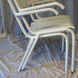 Pair of white garden armchairs