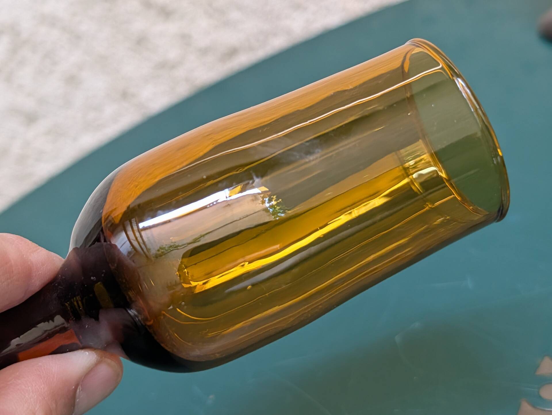 vintage amber footed glasses, 1970s