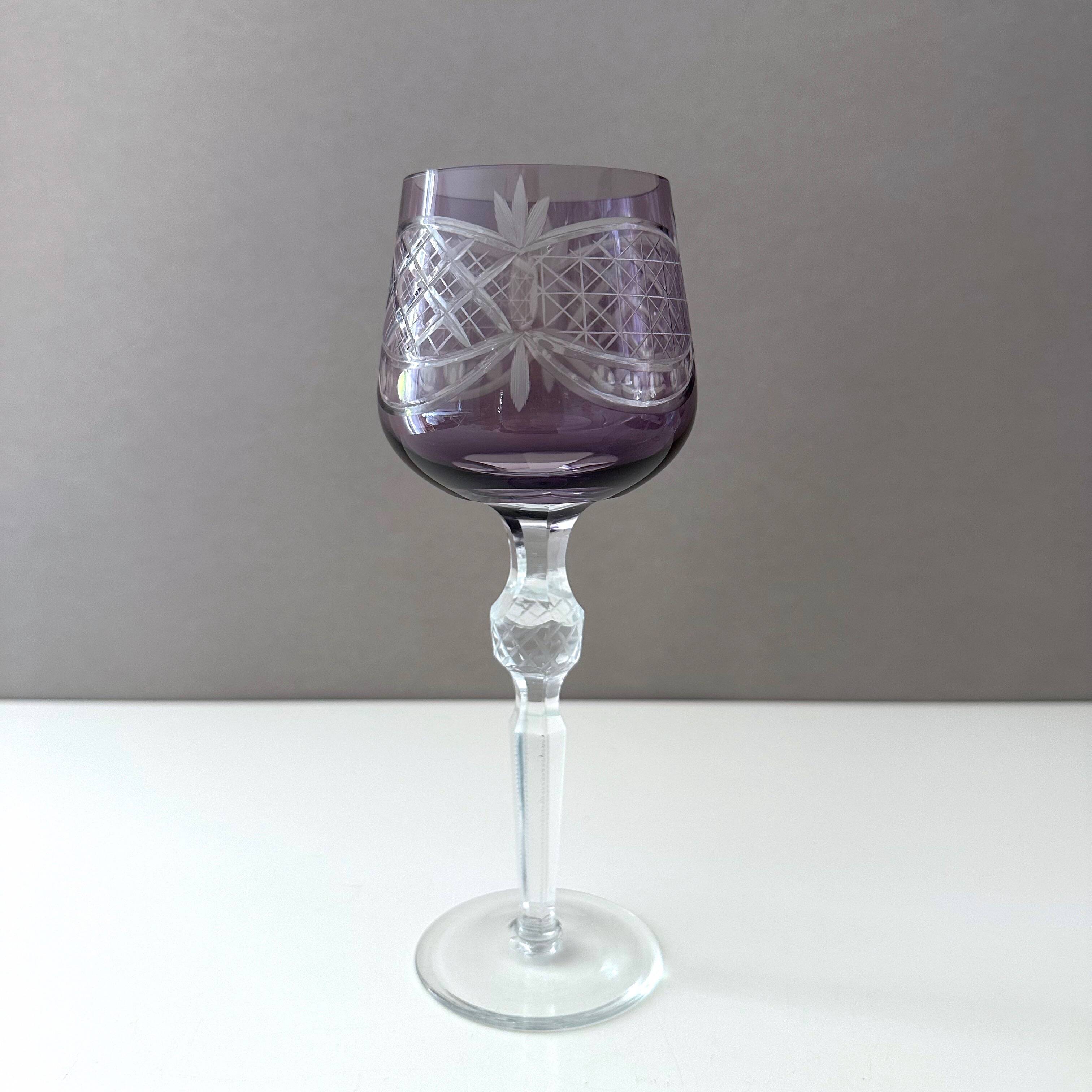Collection crystal glasses, colored wine glass