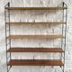 Scandinavian vintage wall shelf String real large model with 5 wood and black metal boards