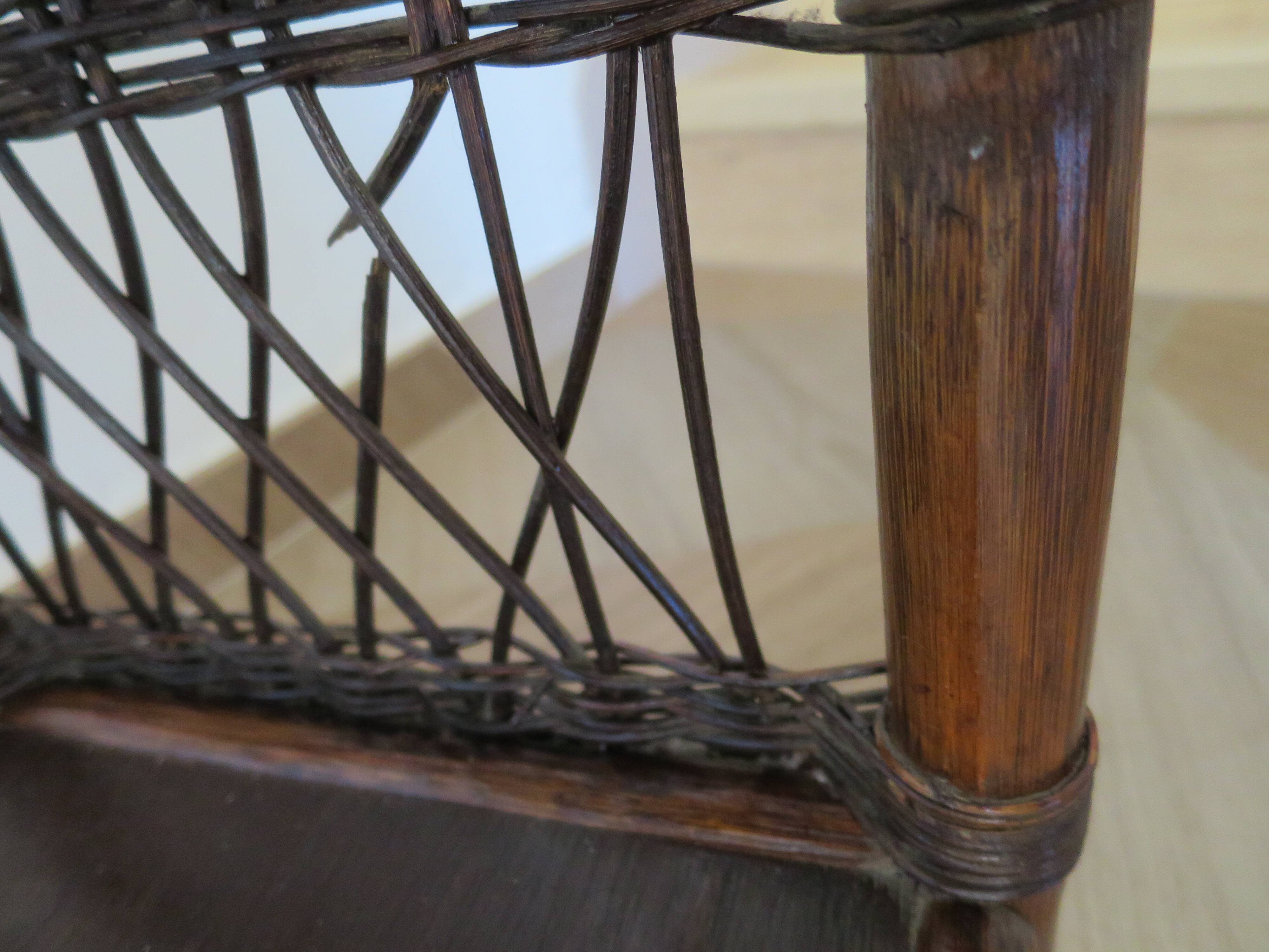 Bookcase - Bibus - 3 levels - woven rattan - bamboo - Vintage - 70s