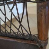 Bookcase - Bibus - 3 levels - woven rattan - bamboo - Vintage - 70s