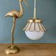 Globe pendant light and vintage lampshade in opaline and mother-of-pearl