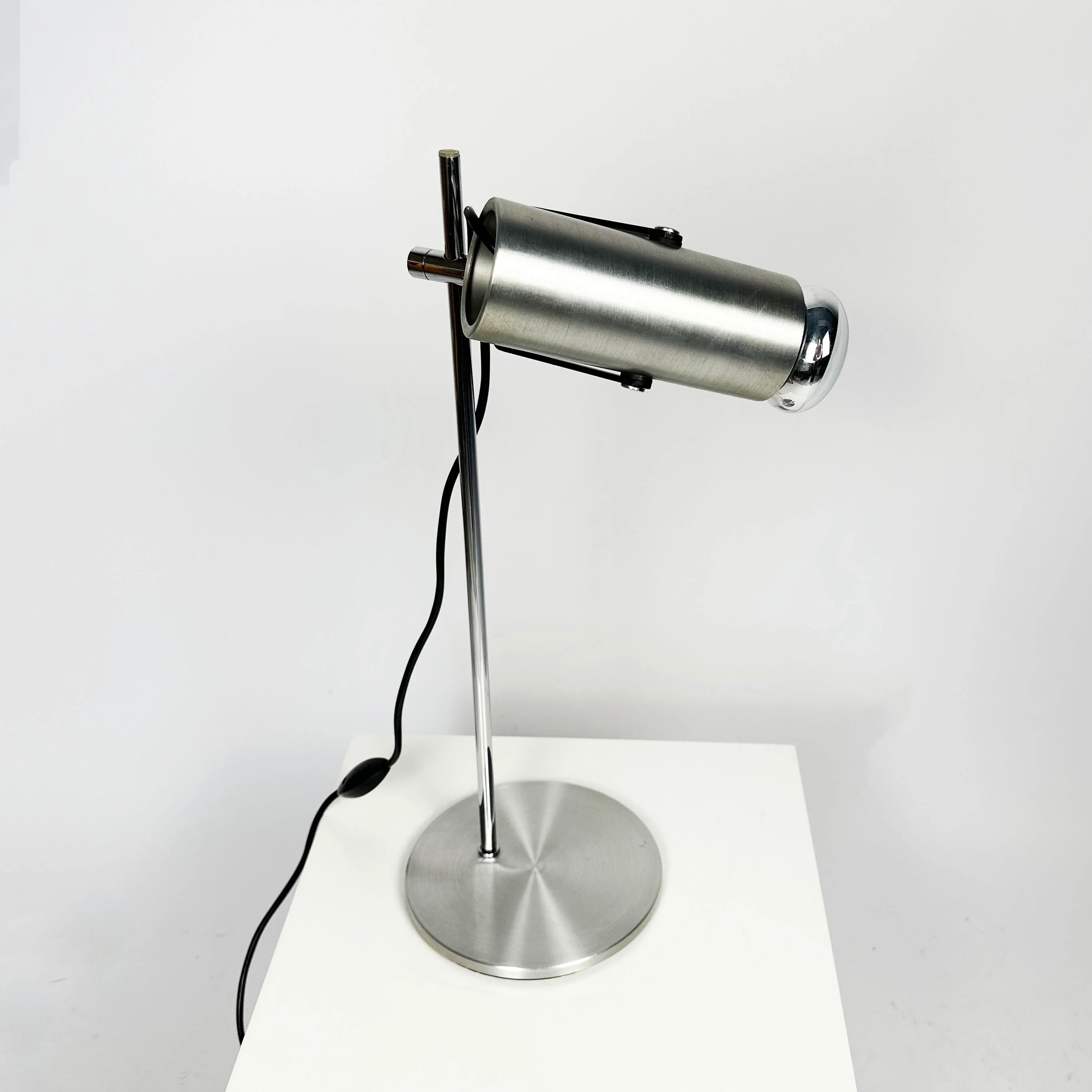 Lamp de Bureau en Aluminium et Chrome Vintage des Années 1970