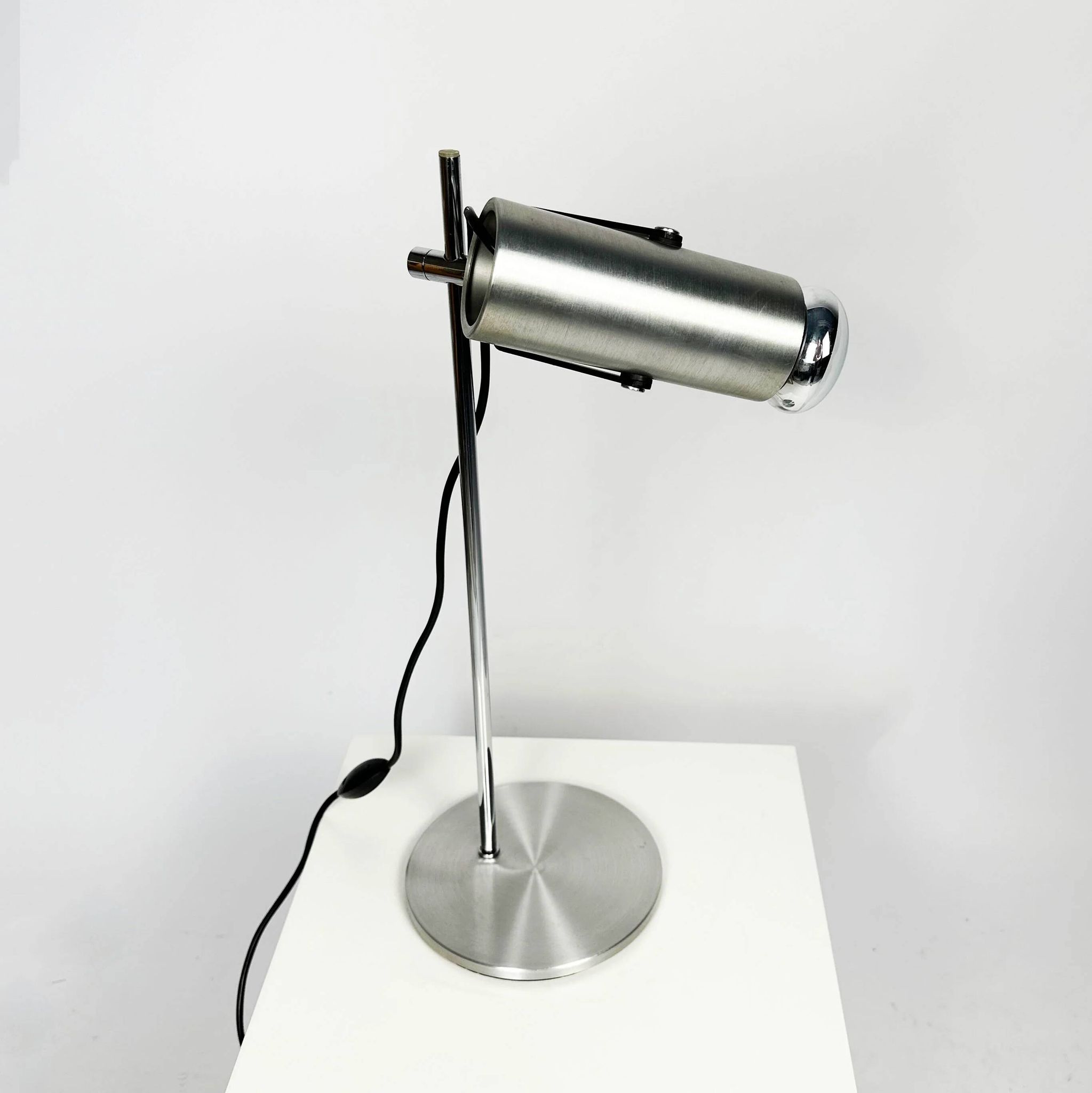Lamp de Bureau en Aluminium et Chrome Vintage des Années 1970