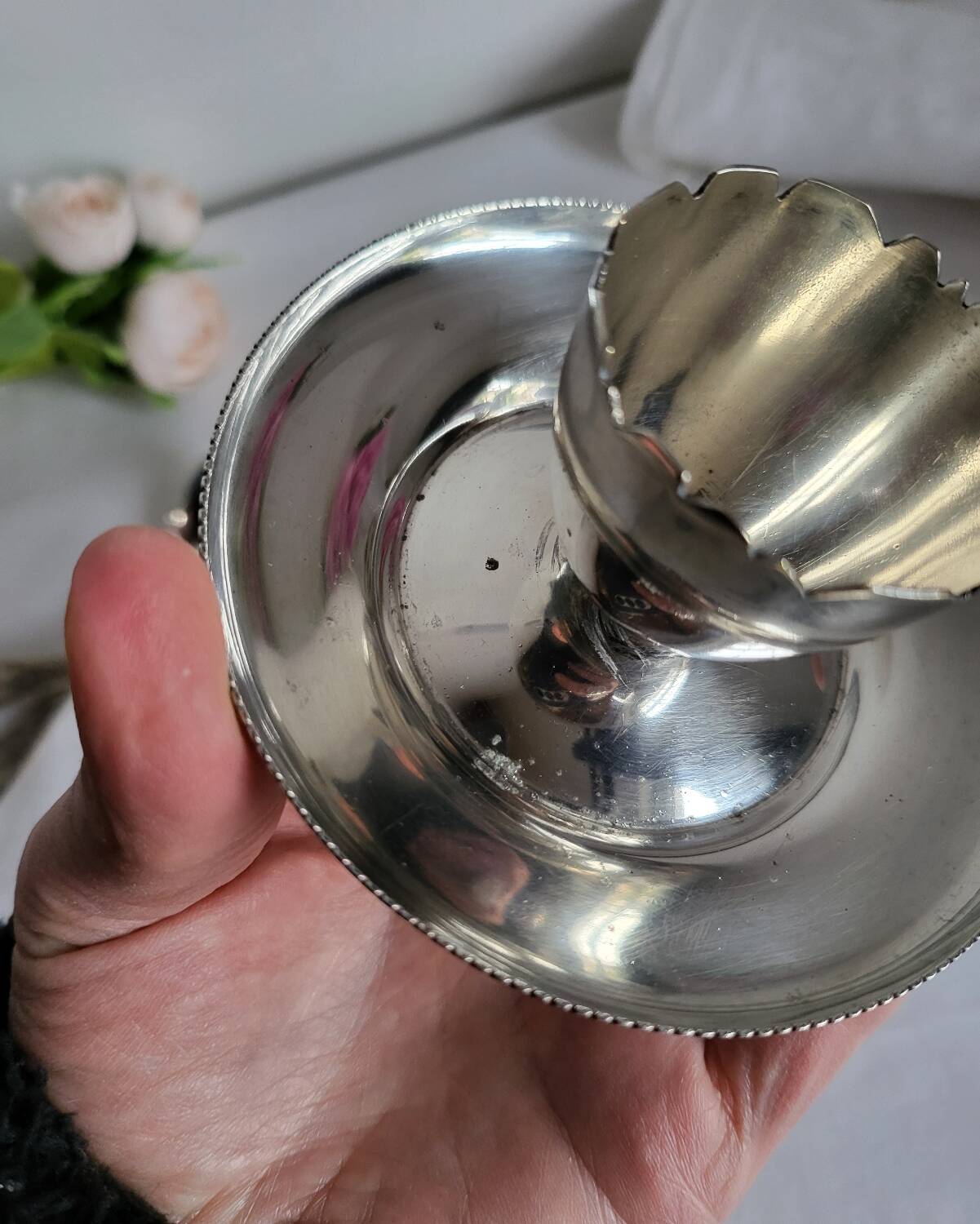 Silver-plated egg cup
