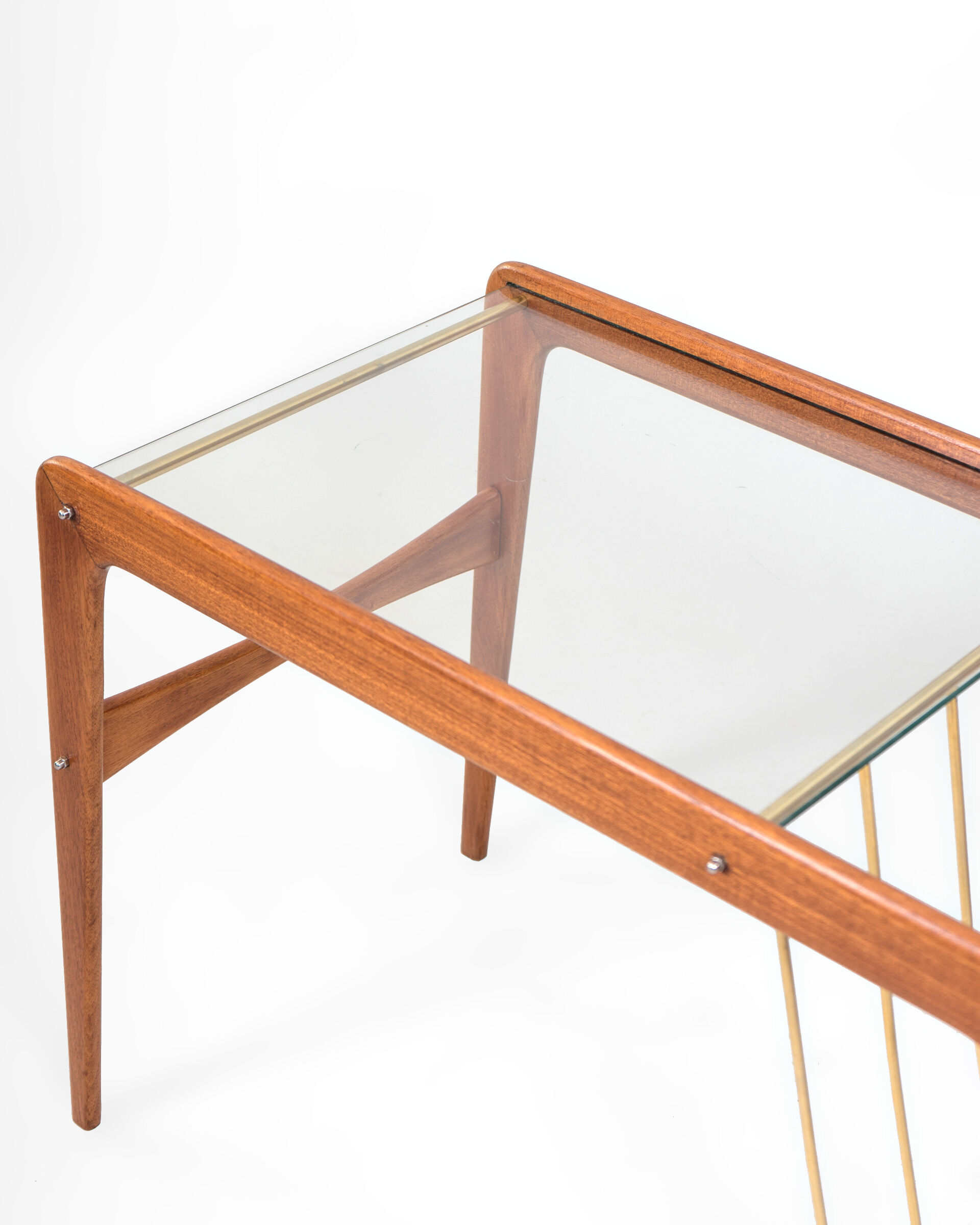 Danish teak & glass coffee table with rack, Denmark, 1960s