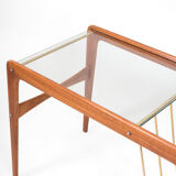 Danish teak & glass coffee table with rack, Denmark, 1960s