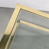Table basse lucite, laiton et verre années 70