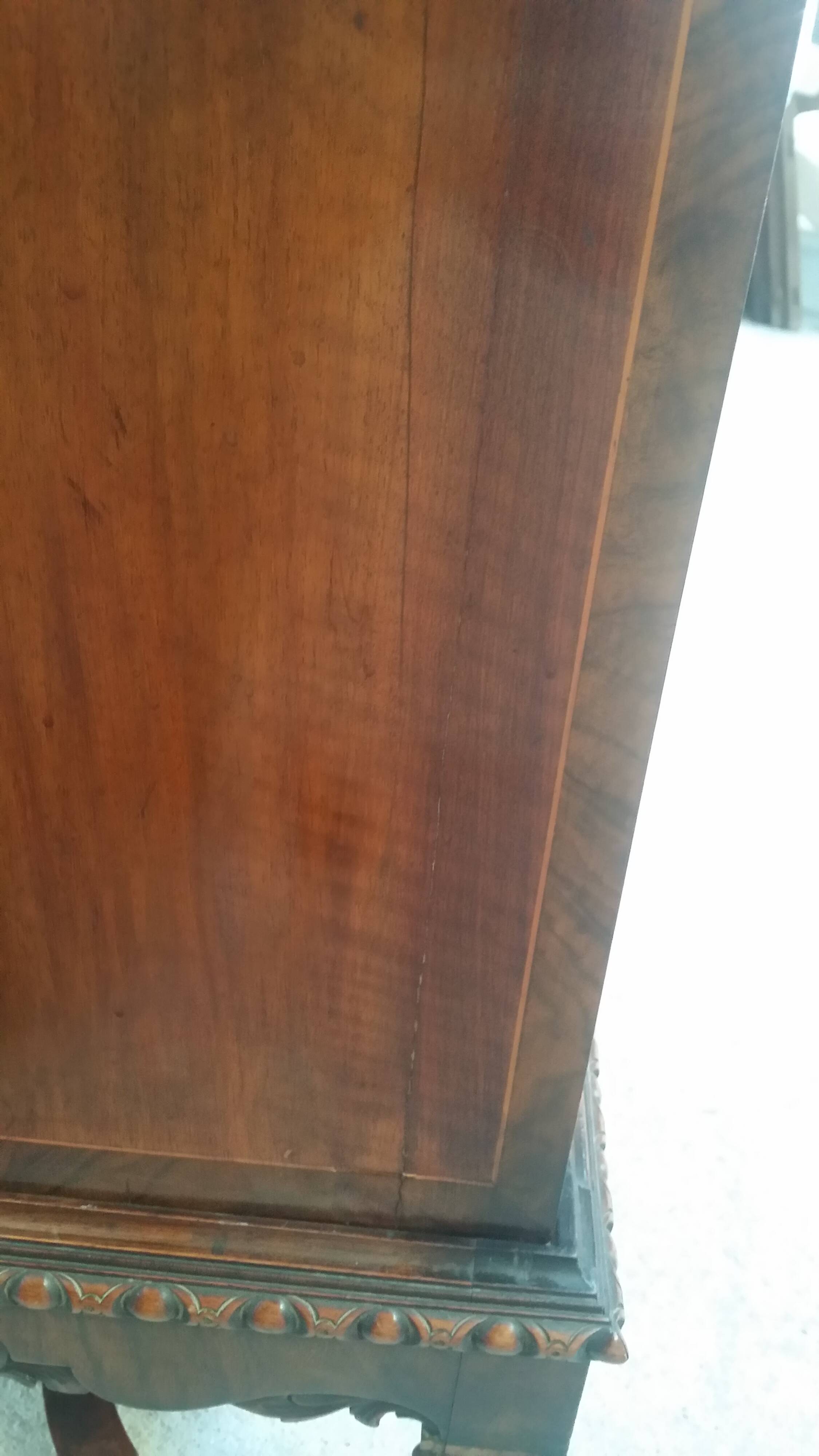 English burl walnut cabinet