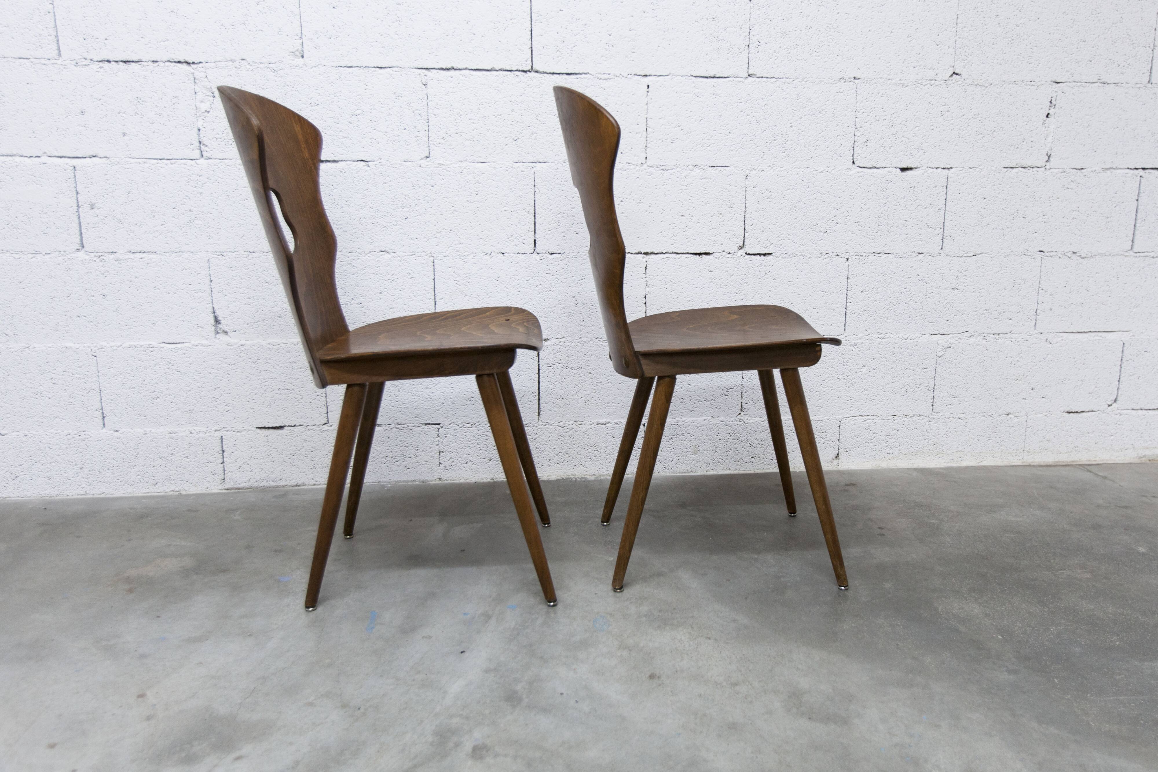 Paire de chaises Baumann modèle Gentiane 1960