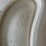 Old Longchamps plate Terre de Fer – Model 1428 – Floral decoration & asparagus in relief – 39 x 23 cm