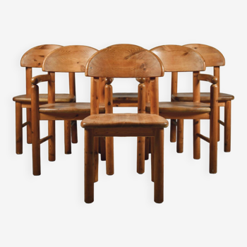 Chaises de salle à manger x 6, Rainer Daumiller, pin massif années 1970