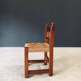 Oak & Rope Travail Populaire Side Chair, Belgium, 1950s