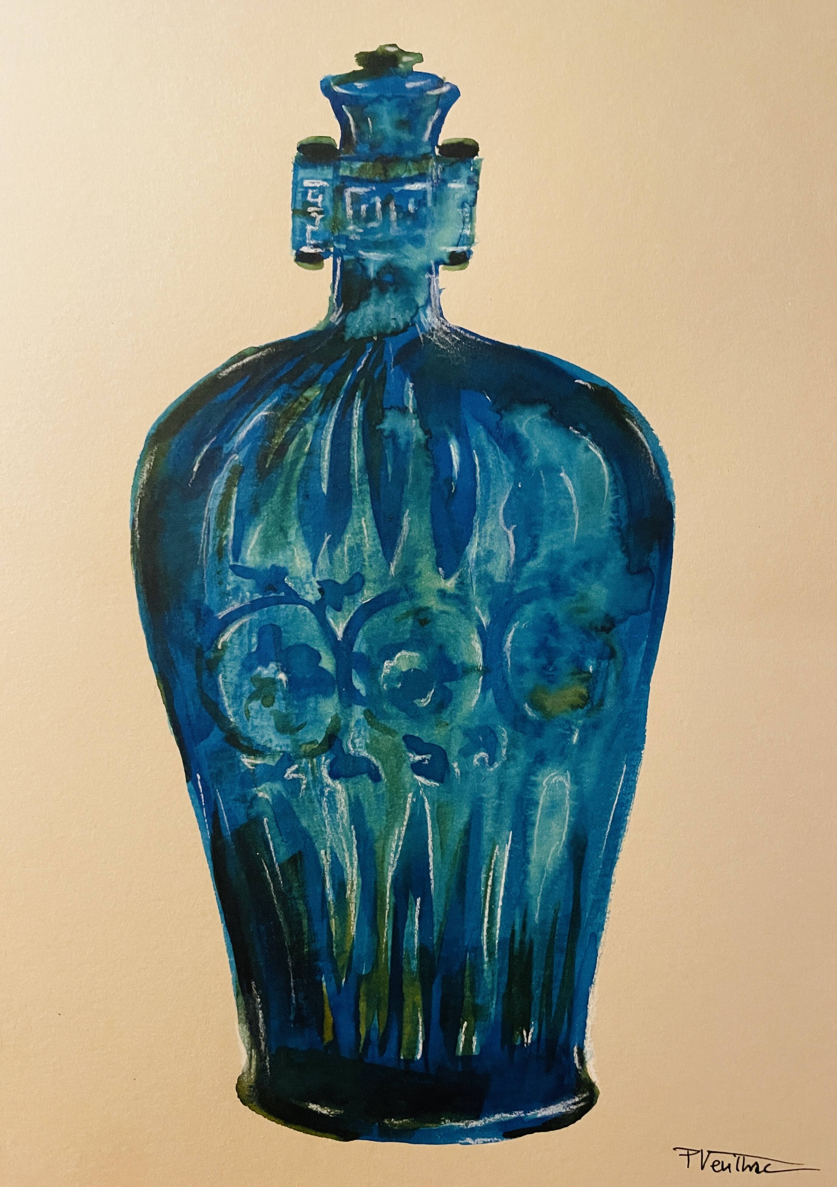 Watercolour and ink table vase Wabi Sabi collection Asia