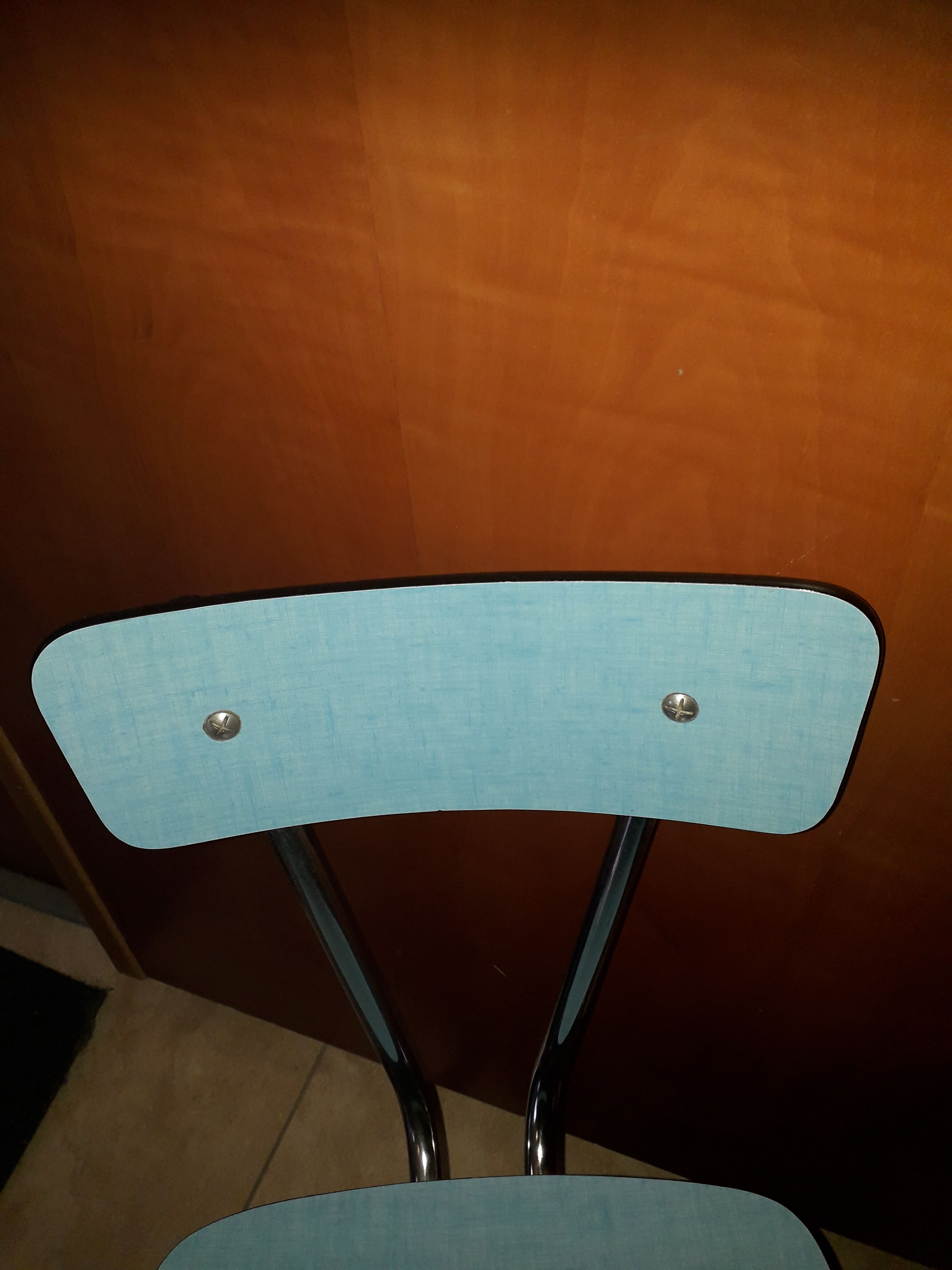 Paire de chaises en formica bleu pastel vintage