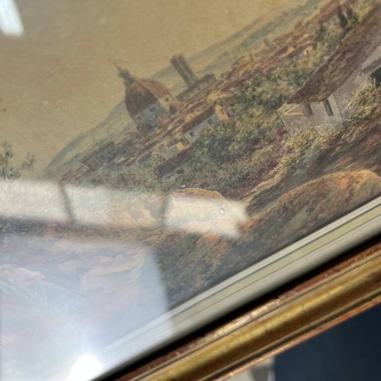 Luigi Garibbo 1858 - Italy view from Florence young woman - Tempera painting