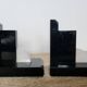 Geometric bookends in black marble and white stone – Art Deco style