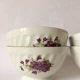 Series of 4 purple pattern Sarreguemines bowls