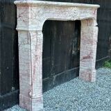 Louis XV Style Fireplace In Pink Marble, Circa 1980