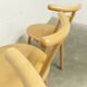 Set of 3 minimalist chairs in light wood 1980 Italy