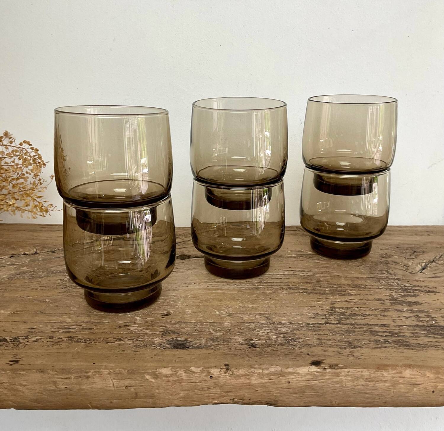 6 petits verres LUMINARC France verre fumé