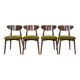 Set of 4 dining chairs in sauvage green bouclé Scandinavian design.